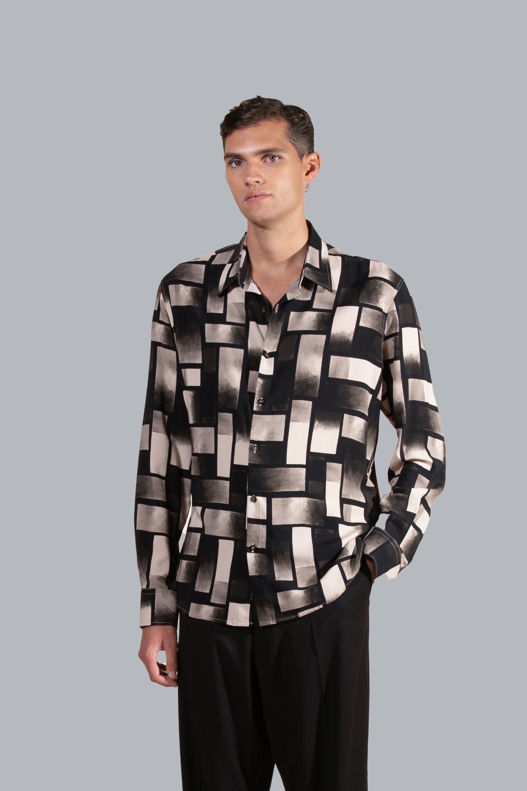 CAMICIA FANTASIA GEOMETRICA SFUMATA I’M BRIAN CA3206