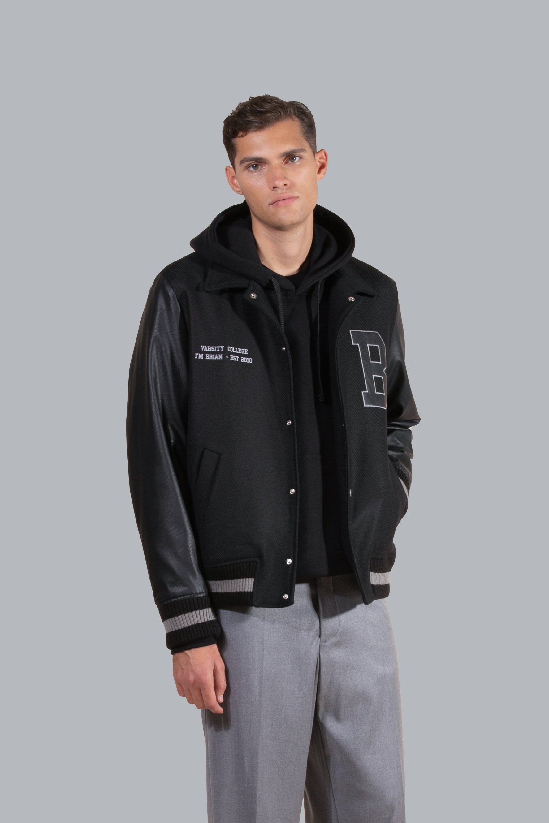 BOMBER VARSITY IN MISTO LANA CON PATCH I’M BRIAN GIU3039