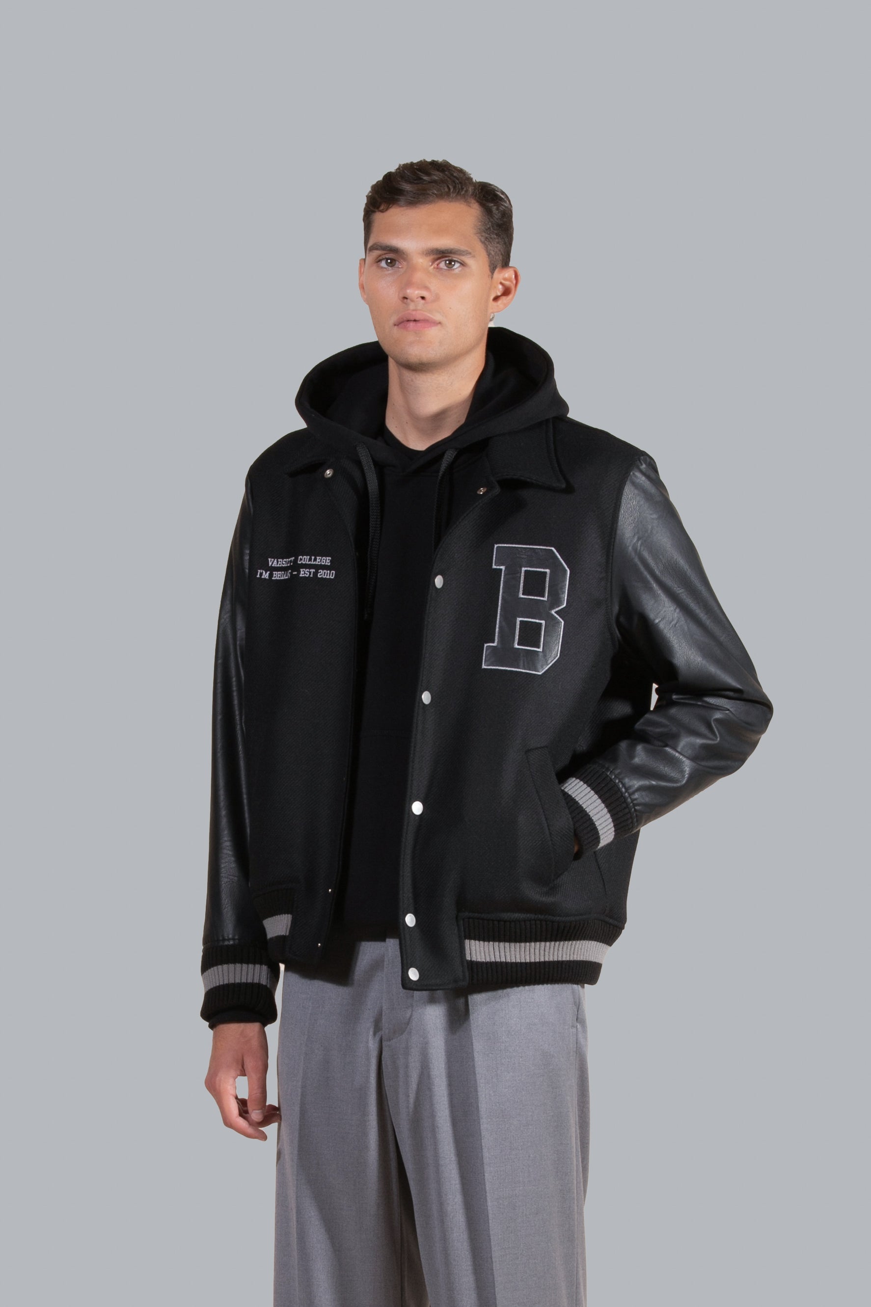 BOMBER VARSITY IN MISTO LANA CON PATCH I’M BRIAN GIU3039