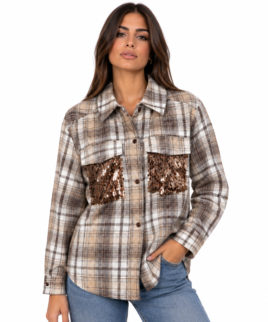 CAMICIA CON TASCHE PAILLETTES NUALY I26NAR9249