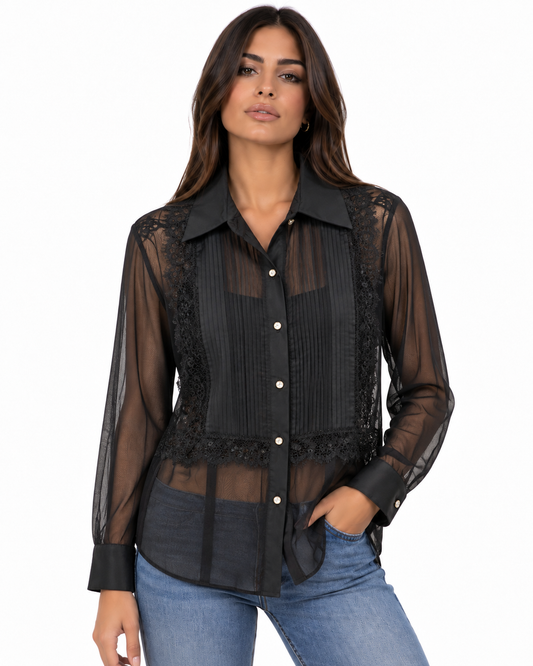 CAMICIA TULLE MANICA LUNGA NUALY I26N9243